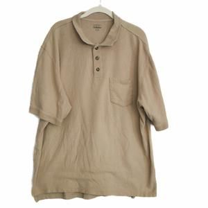 Cabelas Mens Beige Polo Shirt Short Sleeve Collared Top Chest Button Size XL